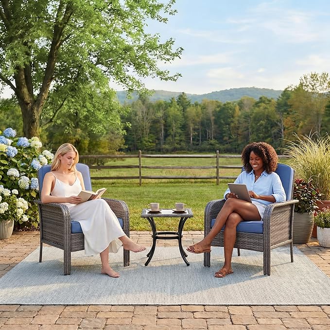 GarveeHome Outdoor Wicker Chairs Set of 2, All-Weather High Back Rattan Patio Furniture - Photo 6