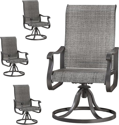 Patio Swivel Chairs Set of 4, Outdoor Dining Chairs with High Back, All-Weather Swivel Rocker Chair for Lawn, Porch or Garden (Dark Grey)