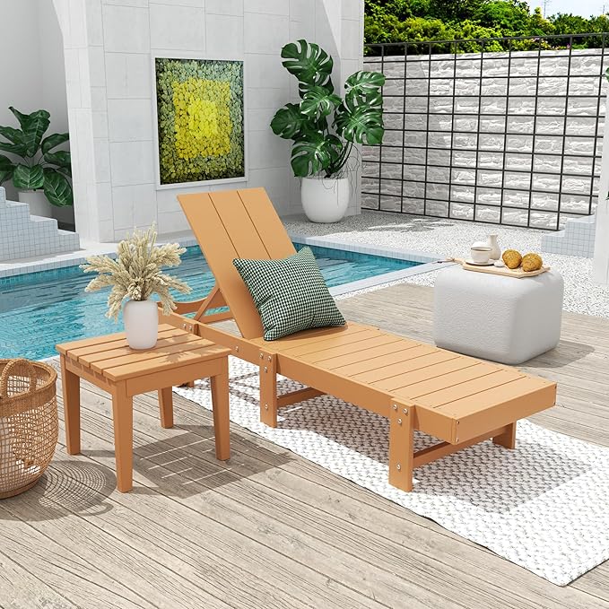 Costaelm Small Outdoor Side Table, Patio End Table Weather Resistant Outdoor Coffee Table, Square Conversation Table for Indoor, Porch, Balcony, Garden, Poolside, Deck, Teak