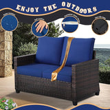 Outdoor Loveseat, All-Weather Patio Deep Seat 2-Seater Rattan Sofa with Water Resistant Cushions for Balcony, Backyard - Photo 6