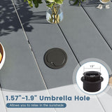 DIFY 40.2" Square Outdoor Dining Table for 4, Slatted Metal Patio Table with Adjustable Umbrella Hole - Photo 6