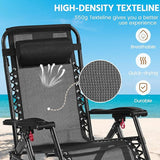Yaheetech 26" Zero Gravity Chair Folding Reclining Lounge Recliner with Removable Pad & Headrest & Side Cup Holder Tray - Photo 9