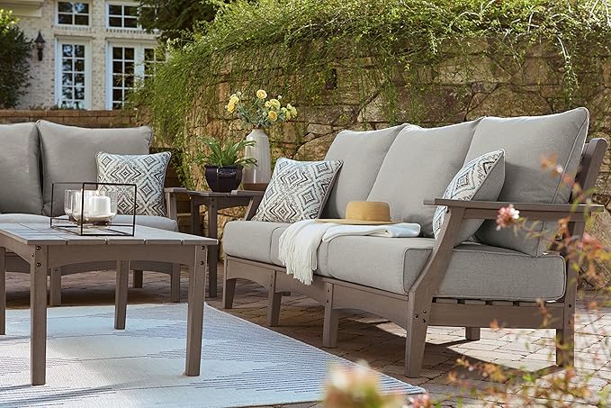 Signature Design by Ashley Visola Outdoor Patio Sofa with All-Weather Cushion and 2 Throw Pillows - Photo 10
