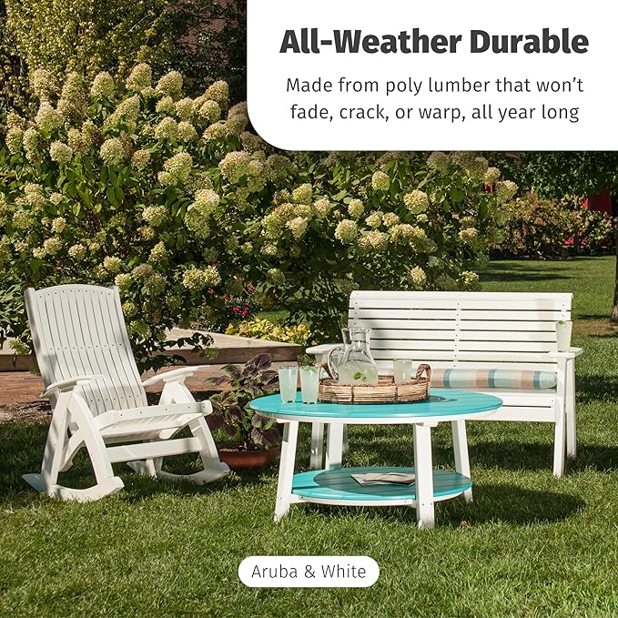 LuxCraft Deluxe Poly Round Outdoor Coffee Table, Two Tier Coffee Table - Photo 5