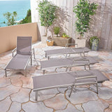 Christopher Knight Home Joy Outdoor Mesh and Aluminum Chaise Lounge (Set of 4), Gray - Photo 4