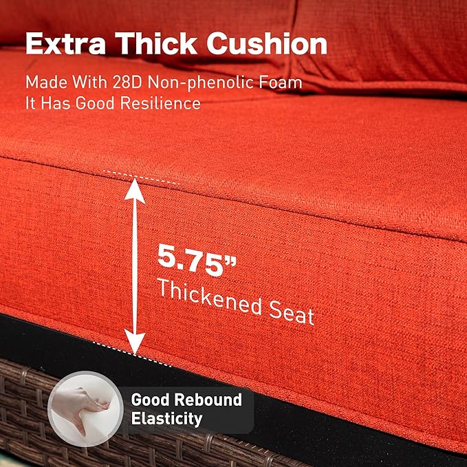 Metal Patio Sofa with 5.75" Extra Thick Waterproof Cushion - Photo 3