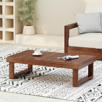 Christopher Knight Home Westchester Rectangular Outdoor Coffee Table, Slat Panel Side Table, Acacia Wood Side Desk for Backyard Balcony Garden, Weather Resistant Patio Tea Table, Mocha