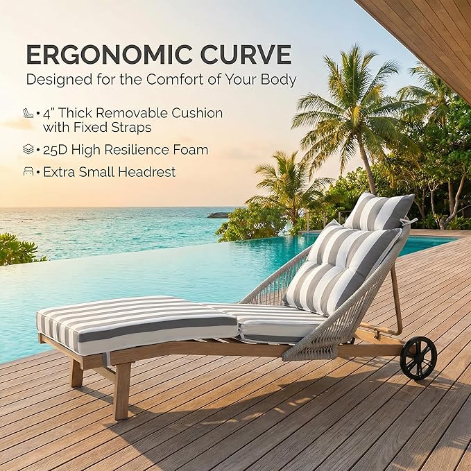 Outdoor Chaise Lounge Chairs Set of 2, Lounge Chair Outdoor with Cushions, Wicker Outdoor Chaise Lounger - Photo 10