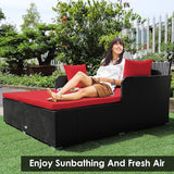 Tangkula Outdoor Rattan Daybed, Sunbed Wicker Furniture w/Spacious Seat, Upholstered Cushion & High-Resilience Sponge - Photo 2