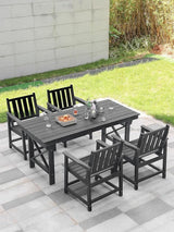 5-Piece HDPE Patio Dining Set, Outdoor Table and Chairs with Umbrella Hole, Modern Outdoor Dining Set for 4 - Photo 9