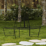 SAFAVIEH Outdoor Collection Abia Victorian Antique Black Semicircle Tree Bench - Photo 2