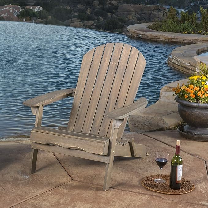 Christopher Knight Home Hayle Reclining Wood Adirondack Chair with Footrest, Grey