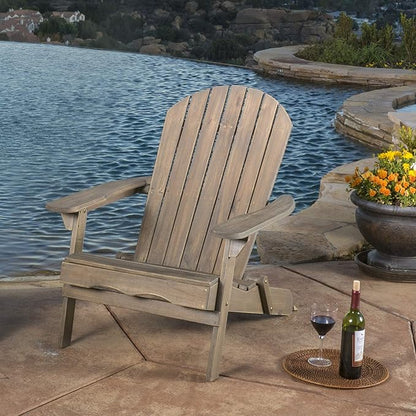 Christopher Knight Home Hayle Reclining Wood Adirondack Chair with Footrest, Grey