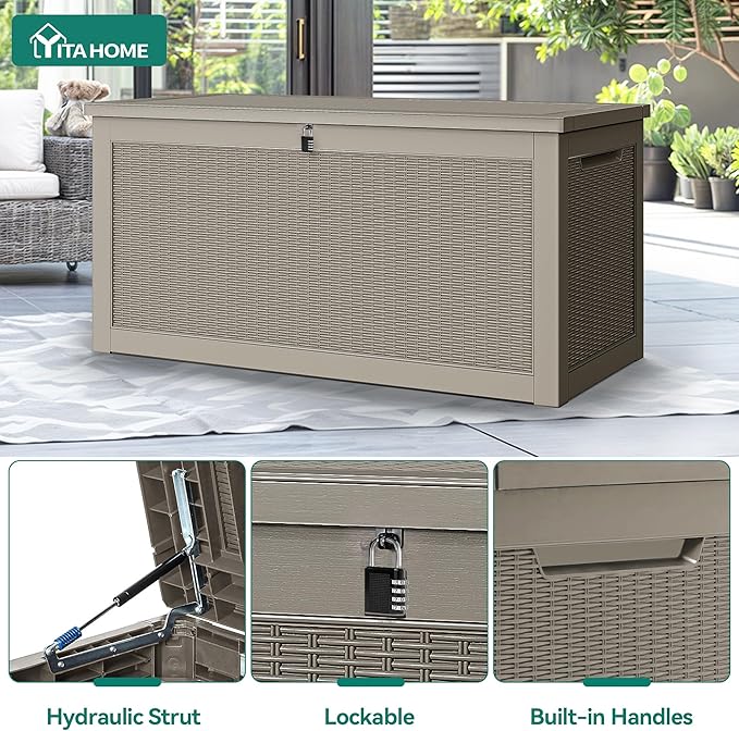 YITAHOME 260 Gallon Outdoor Storage Box, Large Water Resistant Resin Deck Box - Photo 3