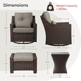CHITA 5 Pieces Swivel Wicker Patio Furniture Set, Outdoor Conversation Set with 2 Pieces Rattan Rocking Swivel Chairs - Photo 6
