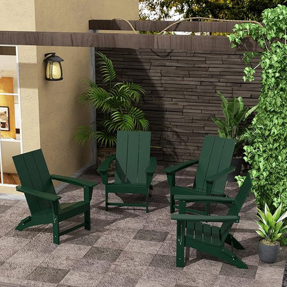 WestinTrends Ashore Modern Outdoor Folding Adirondack Chair (Set of 4), Dark Green