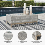 Signature Design by Ashley Seton Creek Casual Resin Wicker Outdoor Coffee Table with Tempered Glass Tabletop - Photo 4