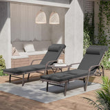 3 Pieces Patio Chaise Lounge Set Outdoor PE Rattan Armrest Lounge Chair Adjustable Backrest Reclining Chair with - Photo 8