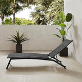 Crosley Furniture Weaver Reclining Sling Outdoor Chaise Lounge Chair with Wheels for Patio, Deck, and Pool, Charcoal - Photo 8