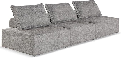 Signature Design by Ashley Bree Zee Straight Modern 3-Piece Outdoor Modular Seating with Tufted Cushion, Gray