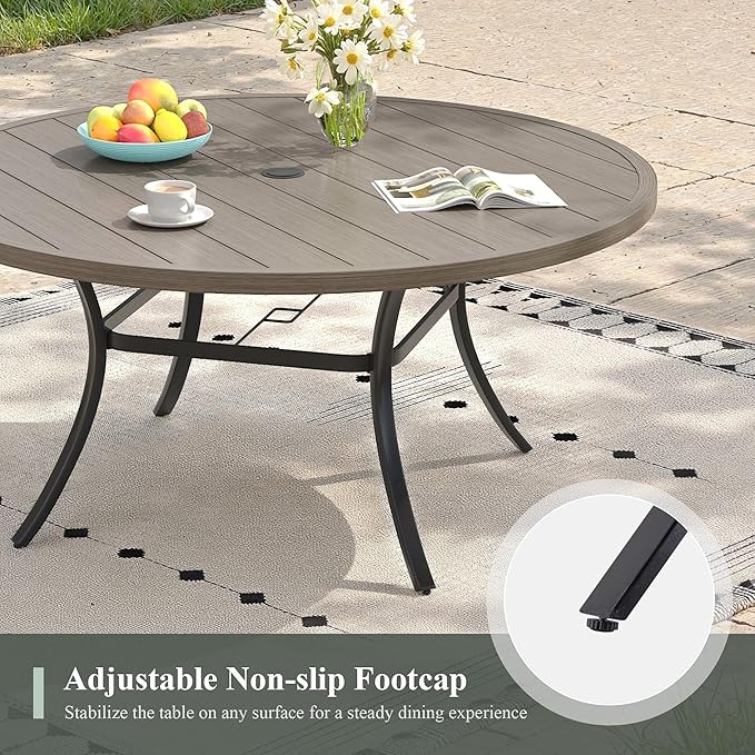 Outdoor Dining Table for 6, 50" Round Outdoor Table with Adjustable Umbrella Hole - Photo 6