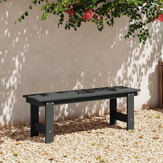 WestinTrends Ashore Outdoor HDPE 48" Modern Backless Patio Bench, Gray