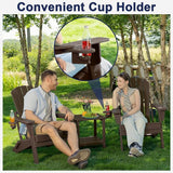 Plawdlik Folding Adirondack Chair, SGS Tested, Wooden Textured with Cup Holder - Photo 5