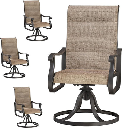 Patio Swivel Chairs Set of 4, Outdoor Dining Chairs with High Back, All-Weather Swivel Rocker Chair for Lawn, Porch or Garden
