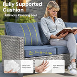 ovios Patio Furniture Set, 5 Pieces Outdoor Wicker Sofa Couch with Ottomans Comfy Cushions - Photo 4