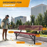 Heavy-Duty Outdoor Metal Bench, Thermoplastic-Coated, Inground, Weatherproof, Commercial-Grade for Parks, Gardens - Photo 4