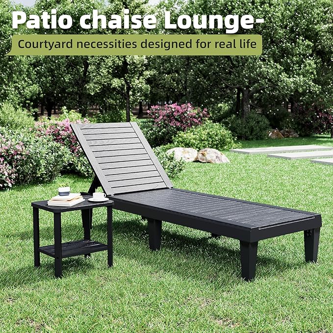 KAMABOKO HDPE Square Outdoor Side Table, 2-Tier Storage Patio Side Table, Adirondack End Tables for Backyard, Pool - Photo 5