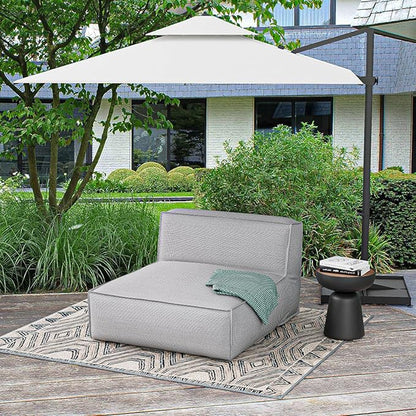 Outdoor 2 Person Bean Bag, Patio Chaise Lounge Chair Love Bed, Water-Resistant Sunbed for Garden, Pool & Beach, Reclining Daybed, Light Gray