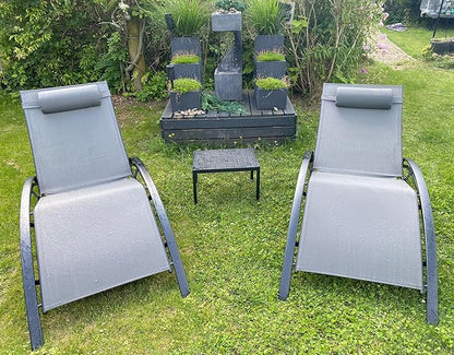 PURPLE LEAF Patio Oversized Chaise Lounge Chair Set with Side Table Pool Adjustable Recliner Chairs for Outside Beach Outdoor Sunbathing Tanning Poolside Loungers