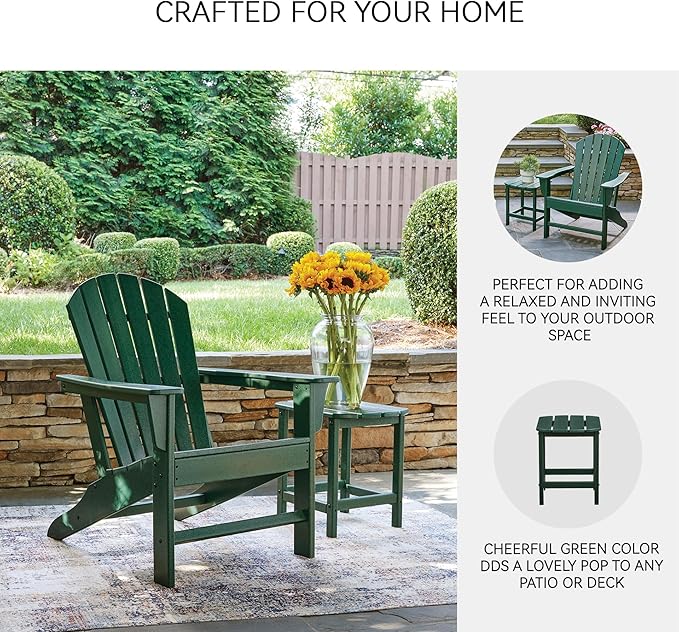 Signature Design by Ashley Karson City Contemporary Outdoor Weather Resistant End Table with Slatted Design, Green