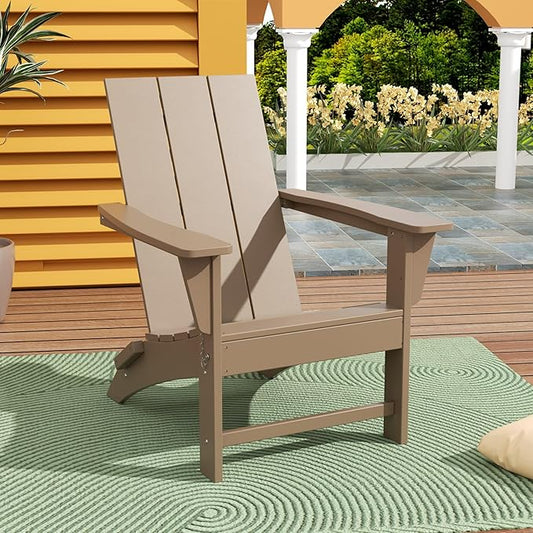 WestinTrends Ashore Modern Outdoor Folding Adirondack Chair, Weathered Wood