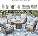 Signature Design by Ashley Rainier Ranch Contemporary Sintered Stone Tabletop Outdoor Fire Pit Table with Pedestal Base - Photo 6