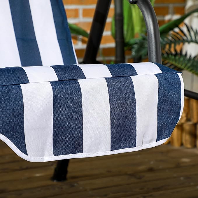 Outsunny 3-Seat Outdoor Patio Swing Chair with Removable Cushion, Steel Frame Stand and Adjustable Tilt Canopy for Patio - Photo 9