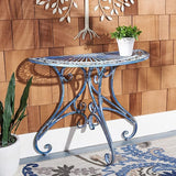 Safavieh Outdoor Collection Annalise Victorian Antique Blue Accent Table - Photo 2