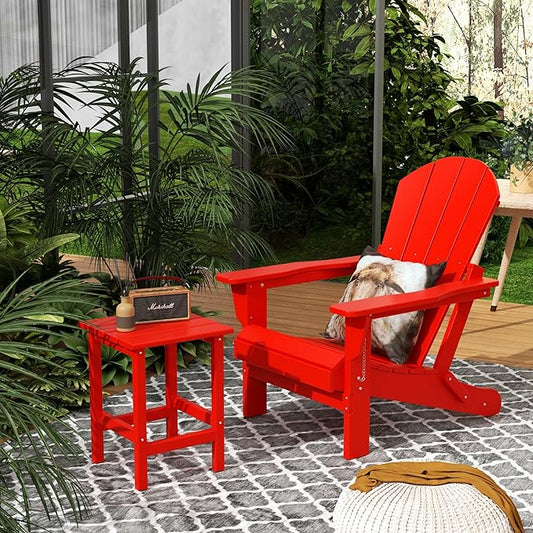 Costaelm Outdoor Table and Chairs, Small Patio Set Outdoor Seating, All Weather Porch Furniture Set Lounge Chairs for Outside Firepit Garden Lawn, Red