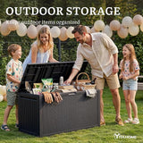 YITAHOME 90 Gallon Large Outdoor Deck Box, Lockable Waterproof Resin Storage Box with Handles - Photo 5