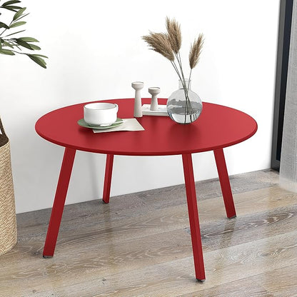 Grand patio Round Steel Patio Coffee Table, Weather Resistant Outdoor Large Side Table, (Red, 1PC)