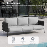 East Oak Life Chatter Outdoor Patio Furniture | Outdoor Sofa 3 Seats with Waterproof Thick Cushions - Photo 8