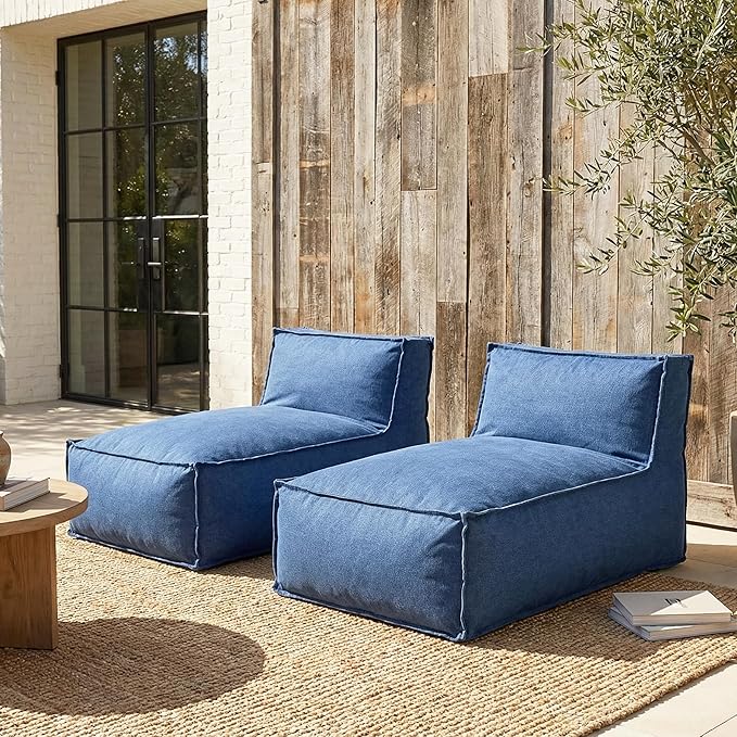 Christopher Knight Home Natty Outdoor Bean Bag Chair Set of 2, Fabric Bean Bag Chair for Adults and Kids - Photo 1
