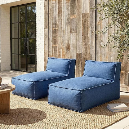 Christopher Knight Home Natty Outdoor Bean Bag Chair Set of 2, Fabric Bean Bag Chair for Adults and Kids, Indoor/Outdoor Sun Lounger, Patio Lounge Chair Set of 2, Navy Blue