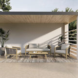 SIMPLIHOME Parkside SOLID ACACIA WOOD 70 inch Wide Rectangle Contemporary 4 Piece Outdoor Conversation Set in Natural - Photo 2