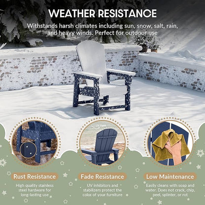 WestinTrends Malibu Kids Outdoor HDPE Adirondack Plastic Patio Chair, Navy Blue