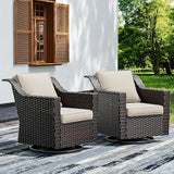 Joyside Swivel Patio Chairs Set of 2, Wicker Patio Furniture with Wide Armrest and Thick Cushions - Photo 1
