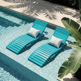 in-Pool Lounge Chairs Set of 2, Folding HDPE Pool Chairs Anti-Floating No Sandbags with Cup Holder & Handles - Photo 1