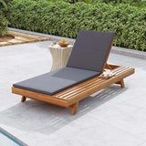 Acacia Wood Outdoor Chaise Lounge with Open Slatted Side, 4-Position Pool Lounge Chairs with All-Weather Cushion - Photo 1