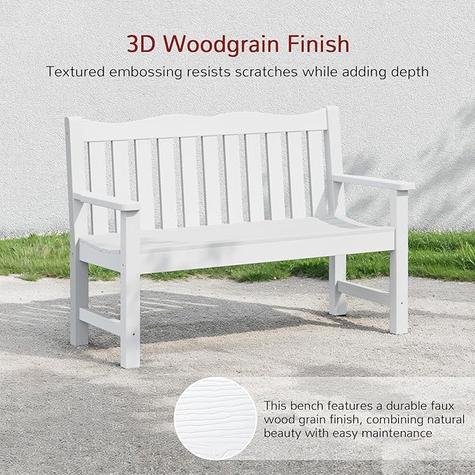Stoog Outdoor Benches Set of 2, All-Weather HIPS Plastic Garden Bench with 800lb Capacity, Never Fade or Rot - Photo 6